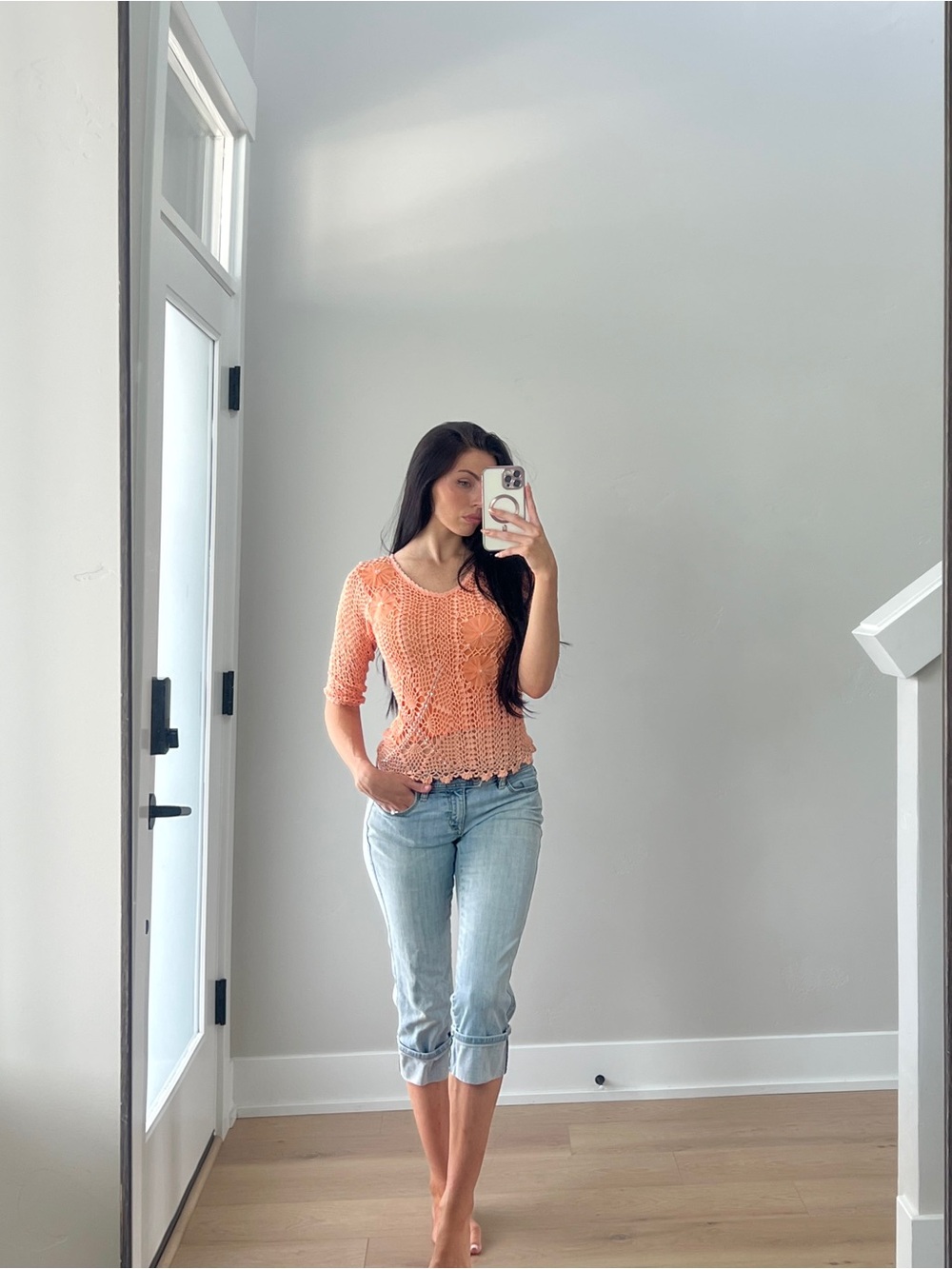 Coral Crochet 1/2 sleeve Top 🪸